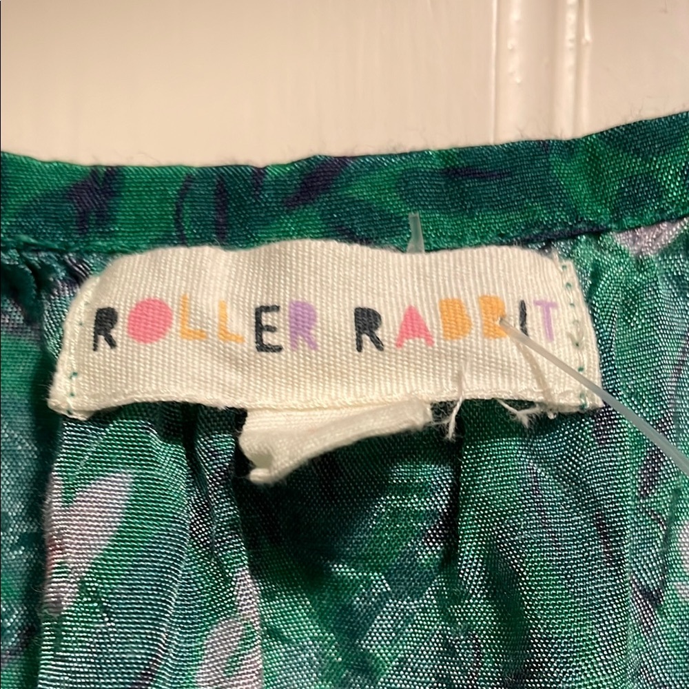 Roller Rabbit Green Ruched 3/4 Sleeve Blouse - Picture 2 of 2